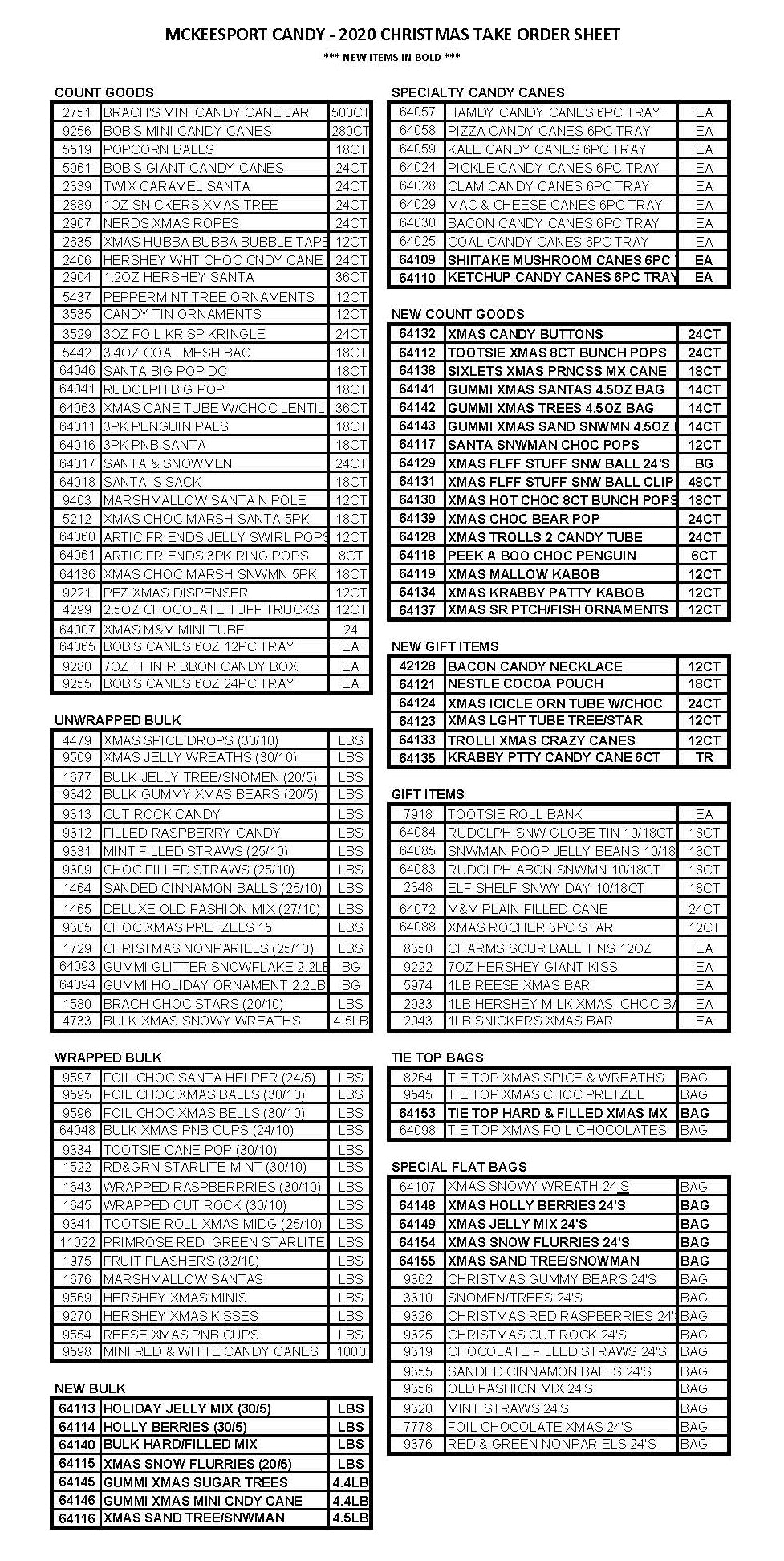 Updated Christmas & Holiday Candy Selection - November 6th, 2020