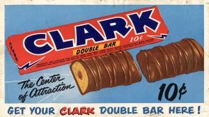 A vintage Clark Bar Advertisement made long before there was a Dark Chocolate version