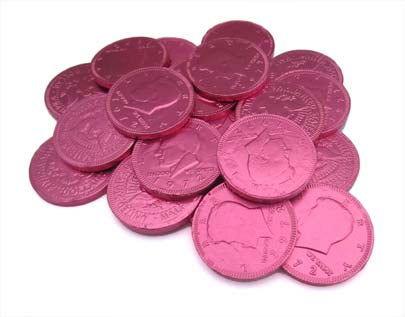 Pink Wrapped Chocolate Coins - CandyFavorites