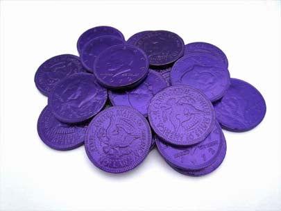 Purple Wrapped Chocolate Coins - CandyFavorites