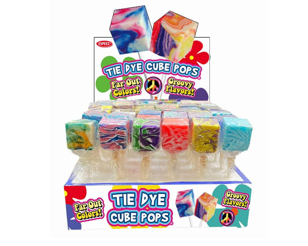 Tie Dye Cube Lollipops - CandyFavorites